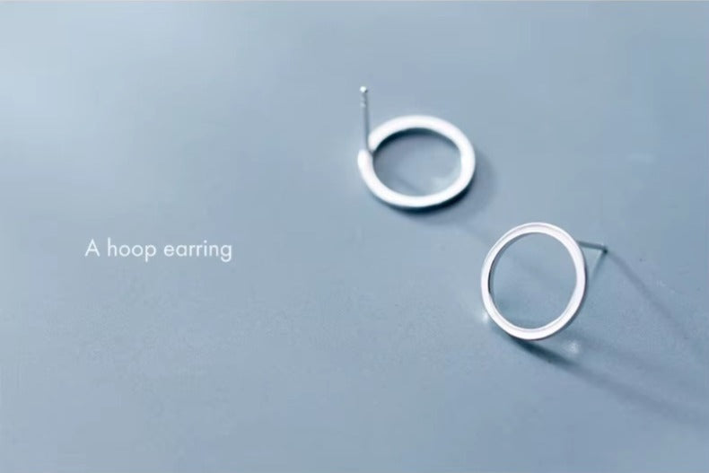 pendientes geométricos sencillos para mujer, de Plata de Ley 925 auténtica, redondos