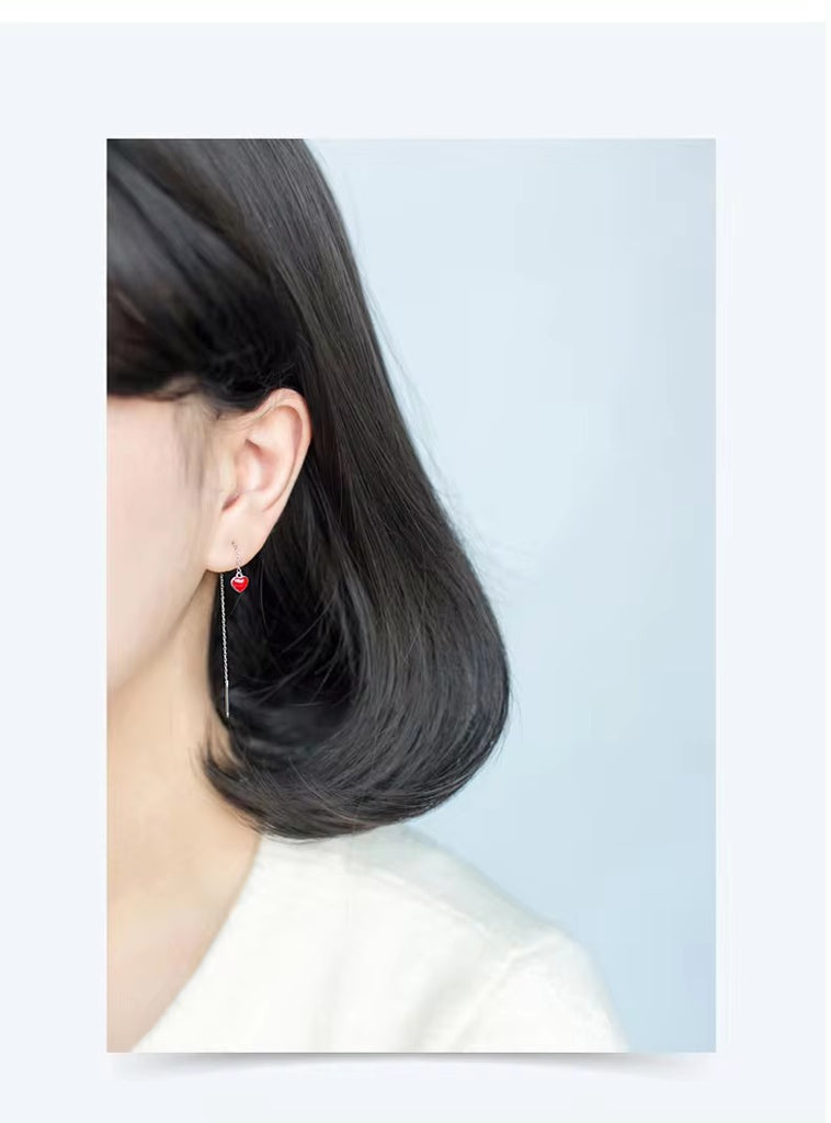pendientes de plata de ley 925 con forma de corazón esmaltado para mujeres