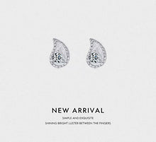 Load image into Gallery viewer, pendientes de plata de ley 925 con forma de lágrima para mujer, aretes pequeños de circonita