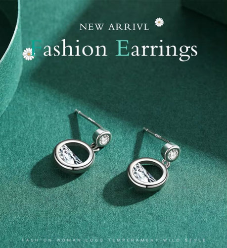 pendientes colgantes de plata de ley 925 auténtica para mujer