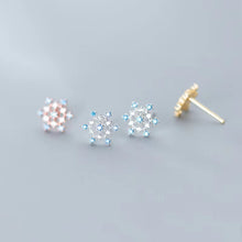 Load image into Gallery viewer, pendientes de plata de ley 925 con forma de copo de nieve para mujer