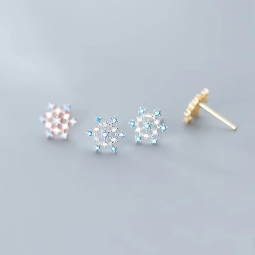 pendientes de plata de ley 925 con forma de copo de nieve para mujer