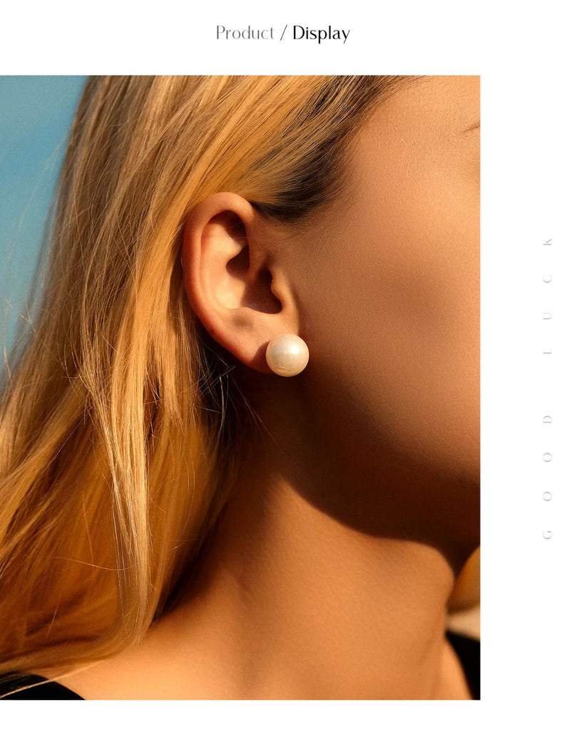 pendientes de plata de ley 925 con perlas de cristal para mujer