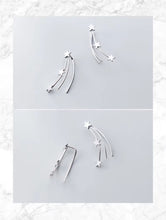 Cargar imagen en el visor de la galería, Venta caliente Real 925 Plata de Ley estrellas línea moda pendientes encanto Simple para mujeres
