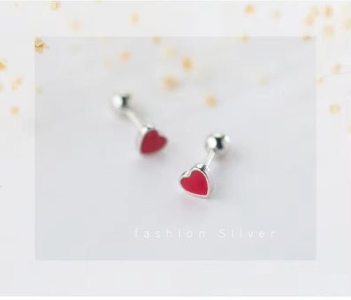 pendientes pequeños de Plata de Ley 925 con corazones románticos