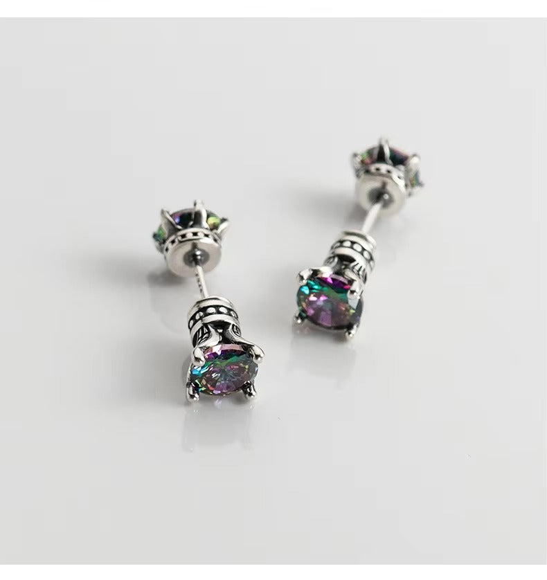 pendientes de plata de ley 925 con circonita redonda, joyería fina