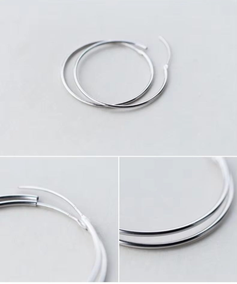 pendientes de aro de Plata de Ley 925 auténtica para mujer