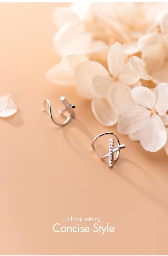 pendientes de plata de ley 925 auténtica para mujer, joyería fina Simple y fina con forma de cruz