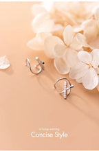 Load image into Gallery viewer, pendientes de plata de ley 925 auténtica para mujer, joyería fina Simple y fina con forma de cruz