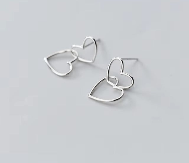 pendientes románticos de corazones a corazón para mujer