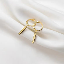 Load image into Gallery viewer, pendientes de aro de Plata de Ley 925 auténtica para mujer, aretes geométricos de palo rectangular