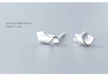 Load image into Gallery viewer, pendientes minimalistas geométricos para mujer, de plata de ley 100% 925 auténtica