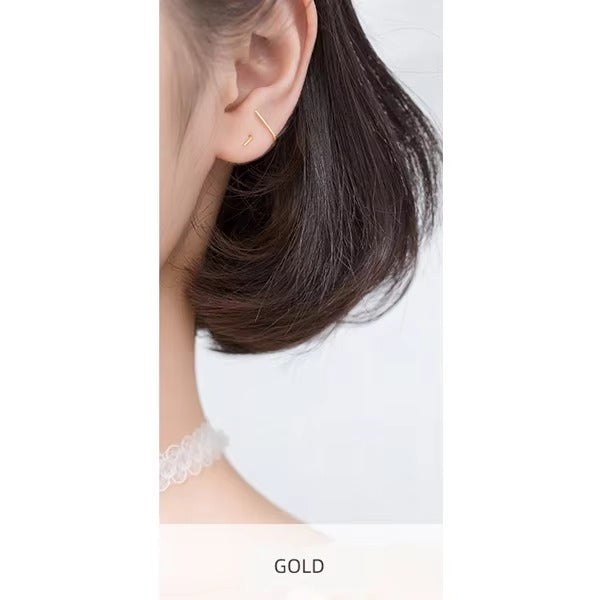 pendientes de plata de ley 925 con diseño de líneas geométricas para mujer, joyería fina, Simple