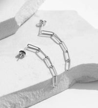 Cargar imagen en el visor de la galería, pendientes rectangulares de Plata de Ley 925 para mujer