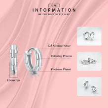 Load image into Gallery viewer, pendientes de aro de plata de ley 100% 925 auténtica para mujer, aretes estereoscópicos