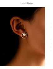 Load image into Gallery viewer, pendientes de plata de ley 925 con perlas de cristal, joyería fina hueca de lujo