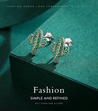 Load image into Gallery viewer, pendientes de plata de primera ley con forma de Cactus para mujer