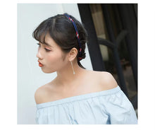 Load image into Gallery viewer, pendientes de plata de ley 925 para mujer, aretes colgantes de cadena larga, cuadrados