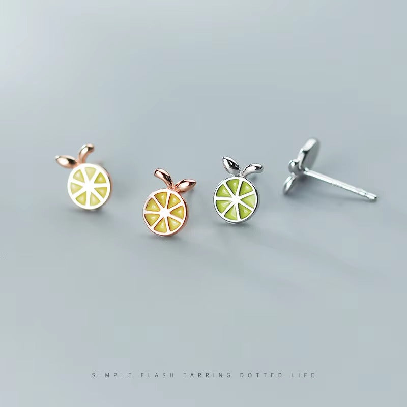 pendientes de plata de ley 925 con forma de limón para mujer, aretes con forma de fruta