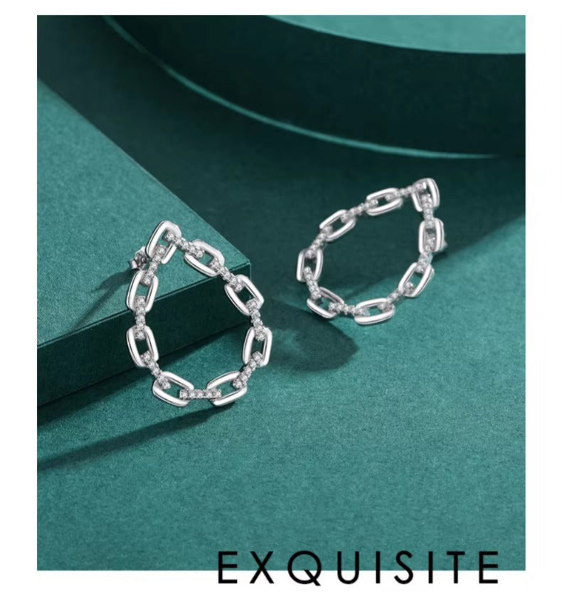 pendientes de plata esterlina 925 para mujer, aretes grandes de lujo con cierre apilable