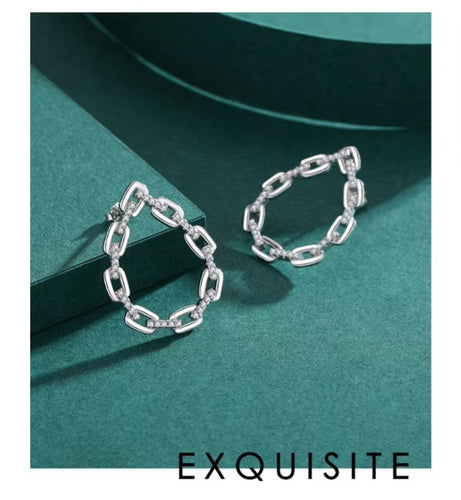 pendientes de plata esterlina 925 para mujer, aretes grandes de lujo con cierre apilable