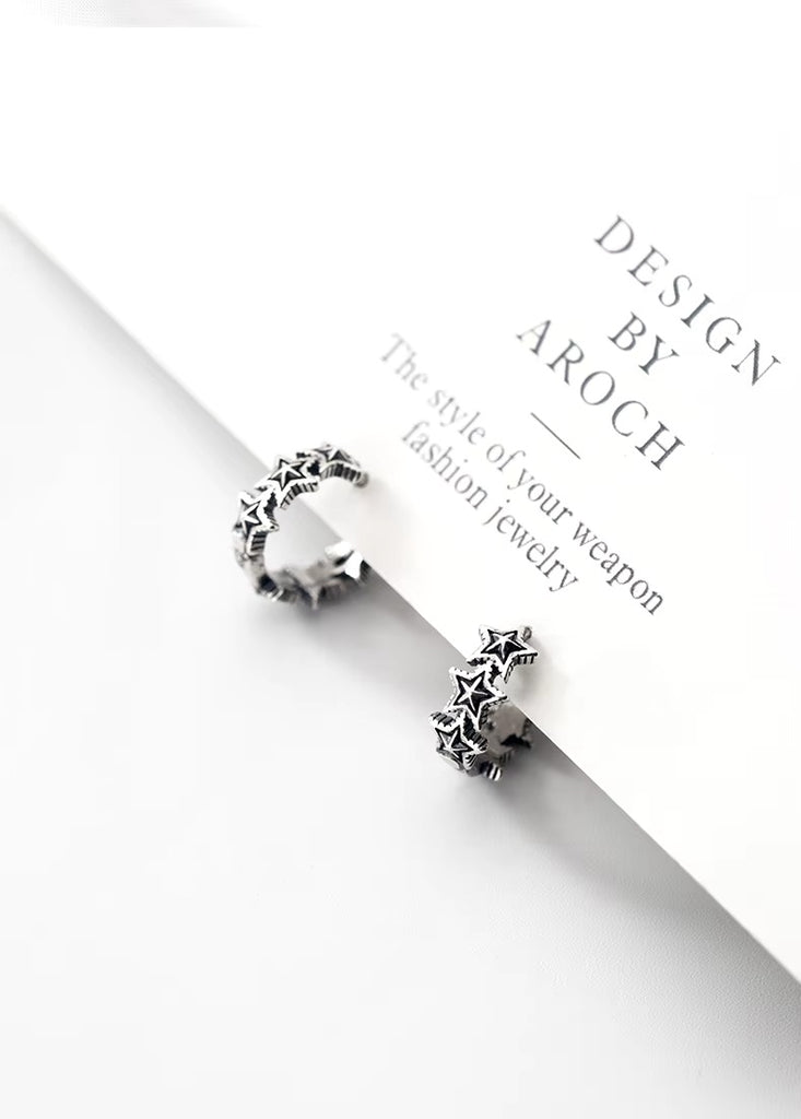 pendientes de plata de ley 925 con forma de estrella para mujer, aretes exquisitos y apilables