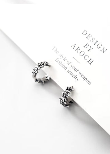 pendientes de plata de ley 925 con forma de estrella para mujer, aretes exquisitos y apilables