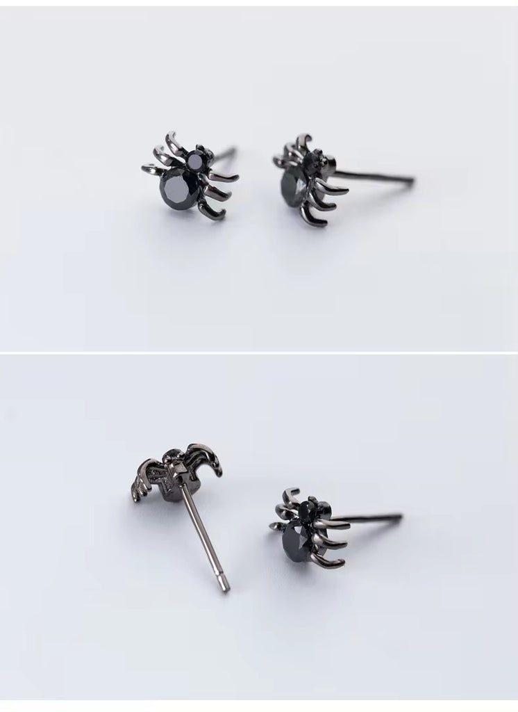 pendientes de plata de ley 925 con forma de araña para mujer