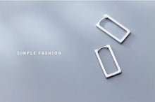 Load image into Gallery viewer, pendientes de aro rectangulares de Plata de Ley 925 auténtica para mujer