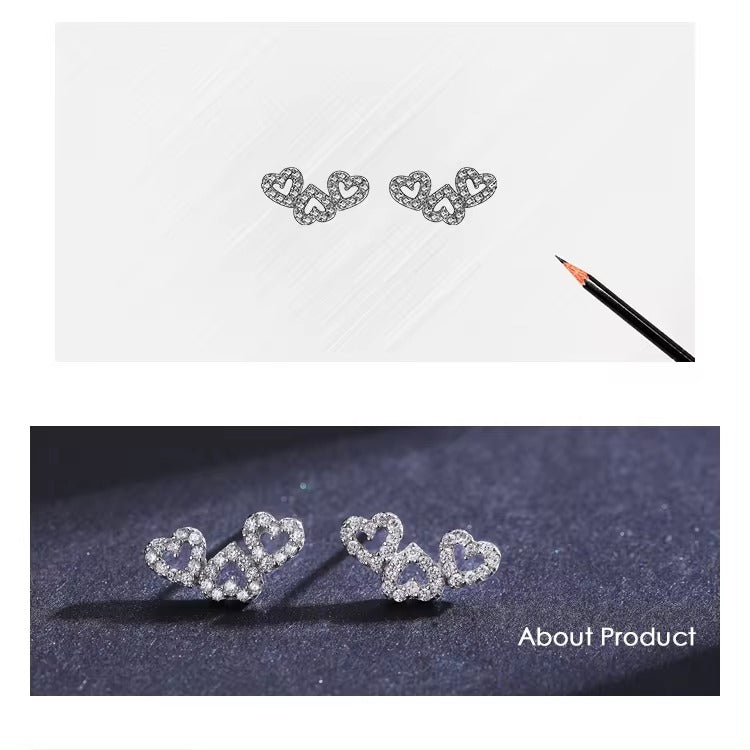 pendientes románticos de Plata de Ley 925 con forma de corazón para mujer