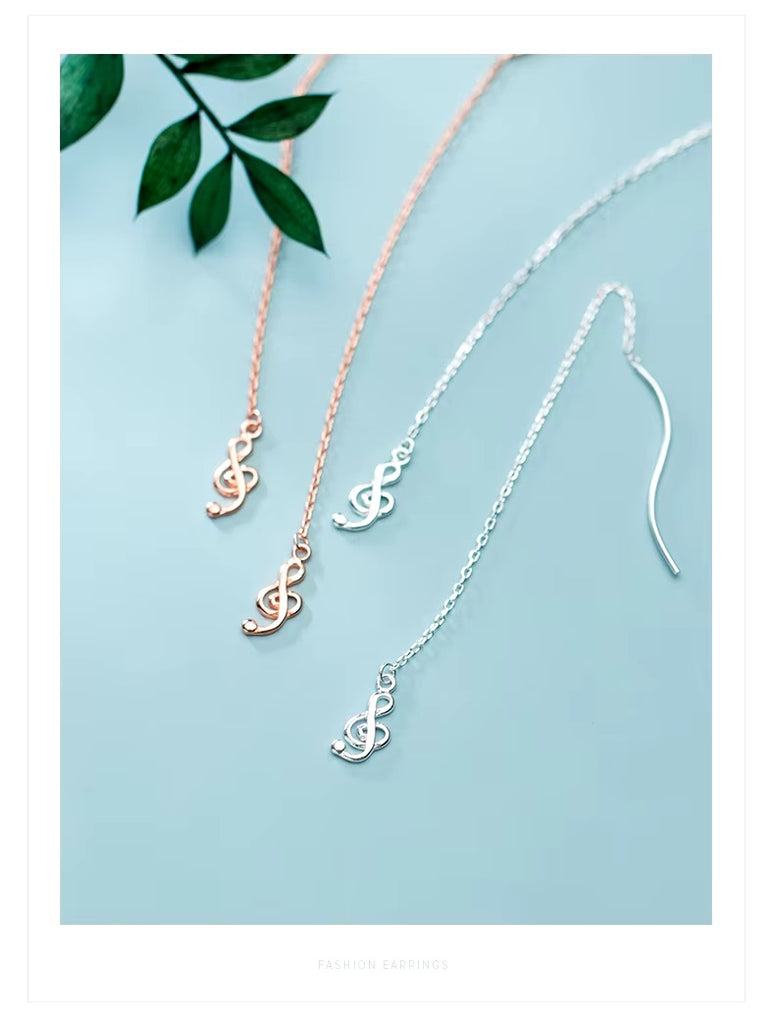 pendientes de plata de ley 925 con cadena larga