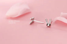 Load image into Gallery viewer, pendientes de plata de ley 925 con forma de Mini conejo para mujer, joyería fina