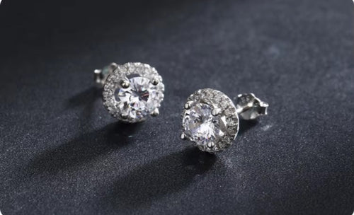 pendientes de plata de primera ley y Circonia cúbica para mujer