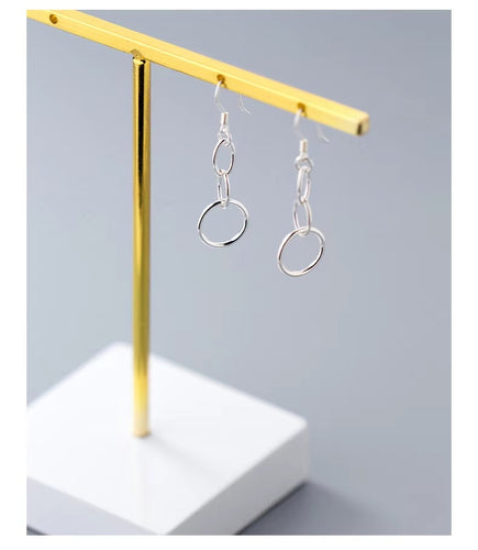 pendientes de plata de ley 925 para mujer, aretes colgantes, redondos, ovalados