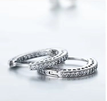 pendientes de aro de Plata de Ley 925 auténtica para mujer