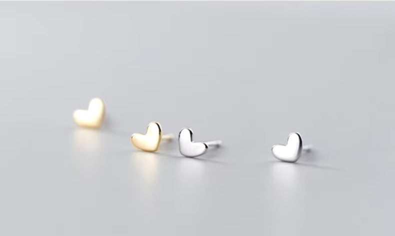 pendientes sencillos de Plata de Ley 925 con forma de corazón