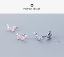 Cargar imagen en el visor de la galería, pendientes de tuerca de pluma de circón transparente para mujer, rombos brillantes