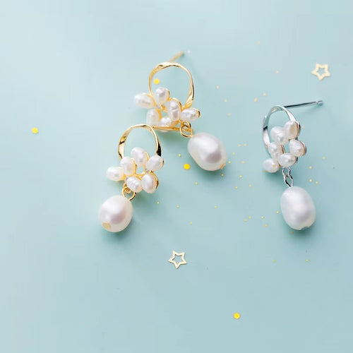 pendientes de plata de ley 925 auténtica para mujer, aretes con forma de flor de perla