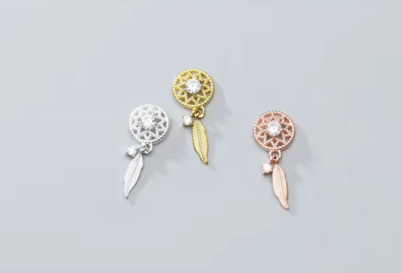 pendientes colgantes de plumas para mujer, de Plata de Ley 925, atrapasueños