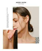 Load image into Gallery viewer, pendientes de aro de Plata de Ley 925 auténtica para mujer