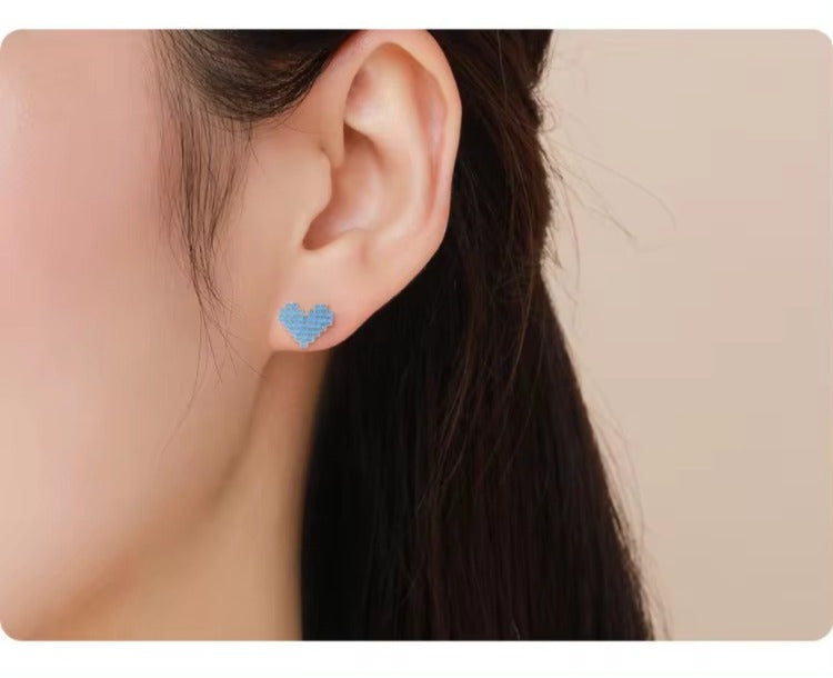 pendientes de plata de ley 925 con forma de corazón para mujer