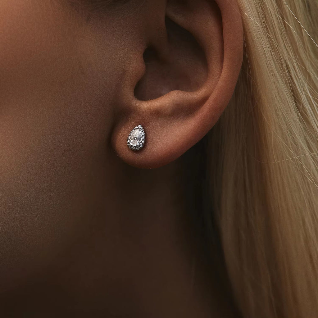 pendientes de plata de ley 925 con forma de pera para mujer