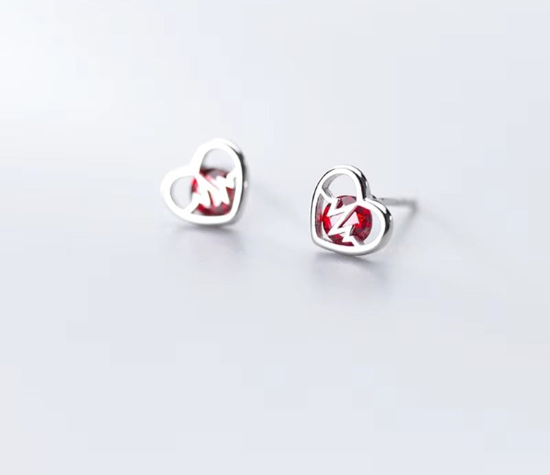 pendientes de plata de ley 925 con corazones de cristal, joyería fina con cierre de tuerca