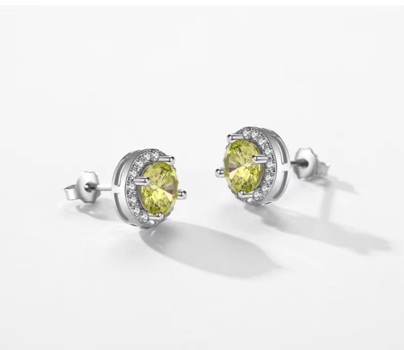 pendientes de plata de ley 925 con forma redonda para mujer