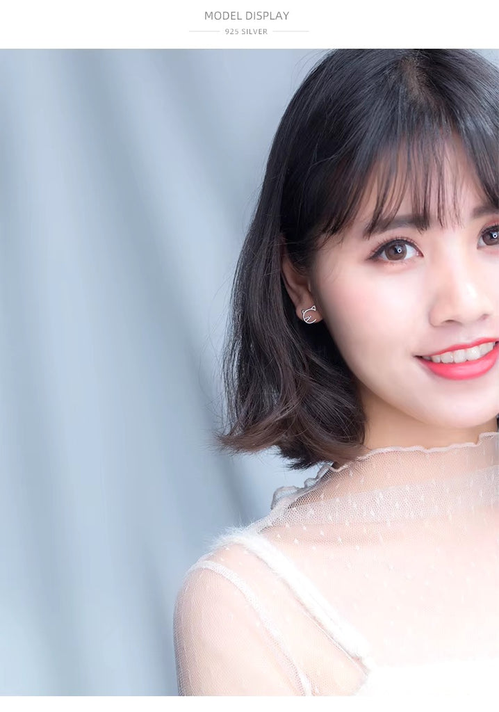 pendientes de tuerca con Forma de cara de gato para mujer y niña, joyería Coreana