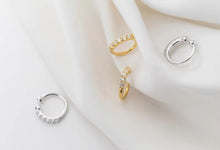 Load image into Gallery viewer, pendientes de plata de primera ley y circón para mujer, aretes pequeños, plata esterlina 100%