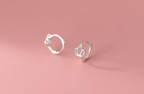 pendientes minimalistas de Plata de Ley 925 con forma de corona, joyería para mujeres