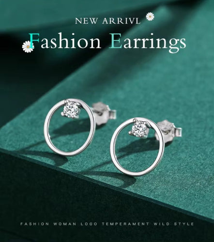 pendientes de plata esterlina 100% 925, joyería fina con forma de círculo, Estilo Vintage, minimalista, deslumbrante, para boda