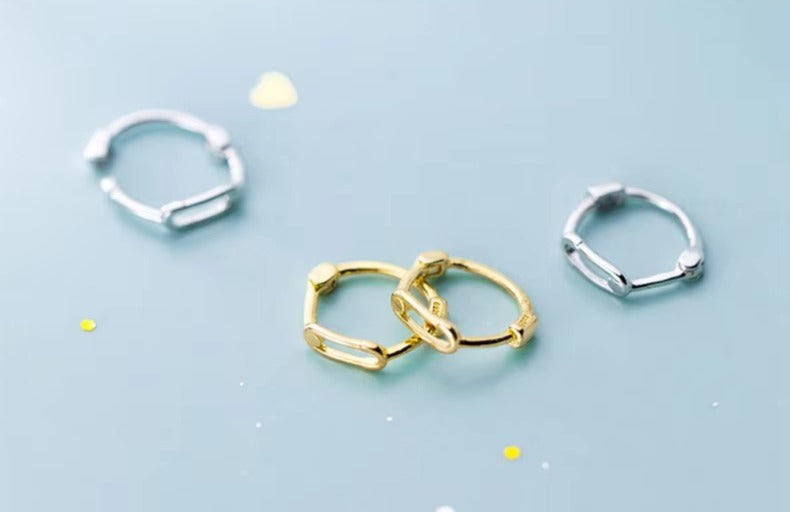 pendientes de plata de ley 925 con Elipse para mujer, aretes de aro geométricos