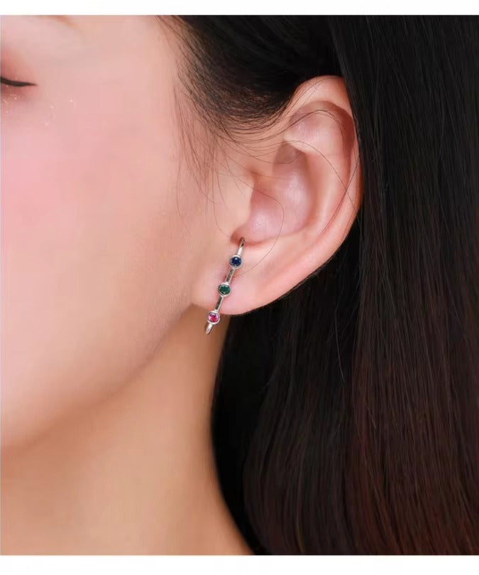 pendientes de plata esterlina 2021 para mujer y niña, aretes de cristal de colores del Arcoíris